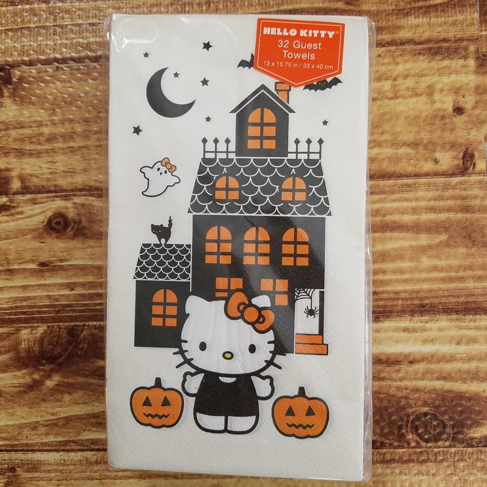 Hello Kitty Halloween Haunted House Guest Towels Napkins 33x40cm 3 Ply Sanrio - Picture 7 of 7